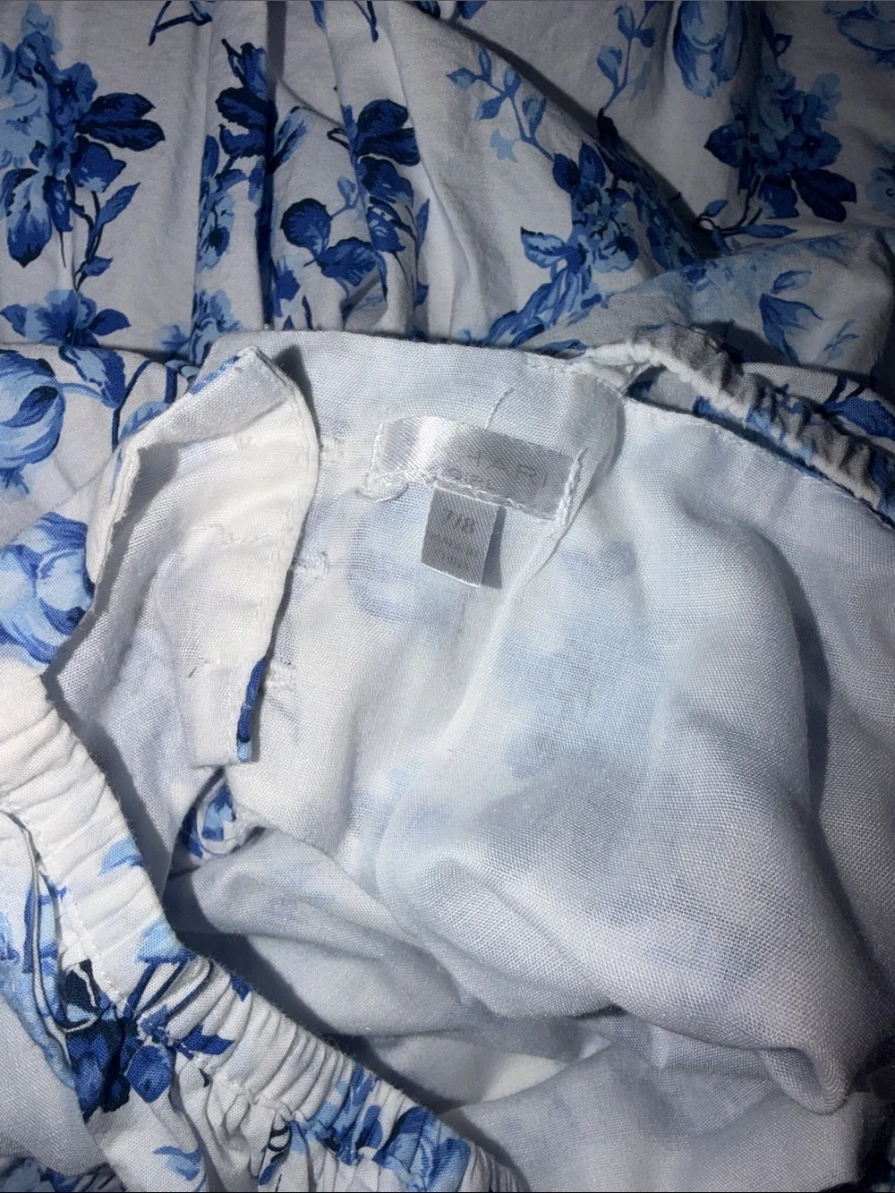 Girls Tahari Floral Blue & White Girls' Puff-Sleeve Dress size 7/8